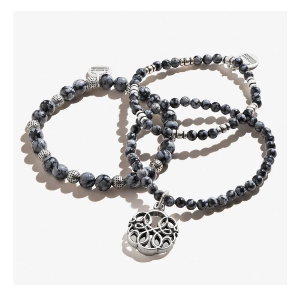 Alex and Ani Bracelets - Path of Life - Snowflake Obsidian - Set of 3